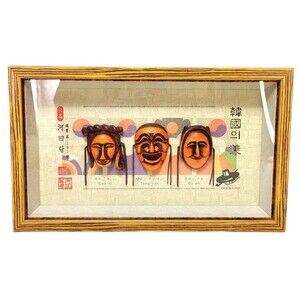Vintage Korean Folk Art Traditional Mask The Hahoe Byeolsin Exorcism Shadowbox